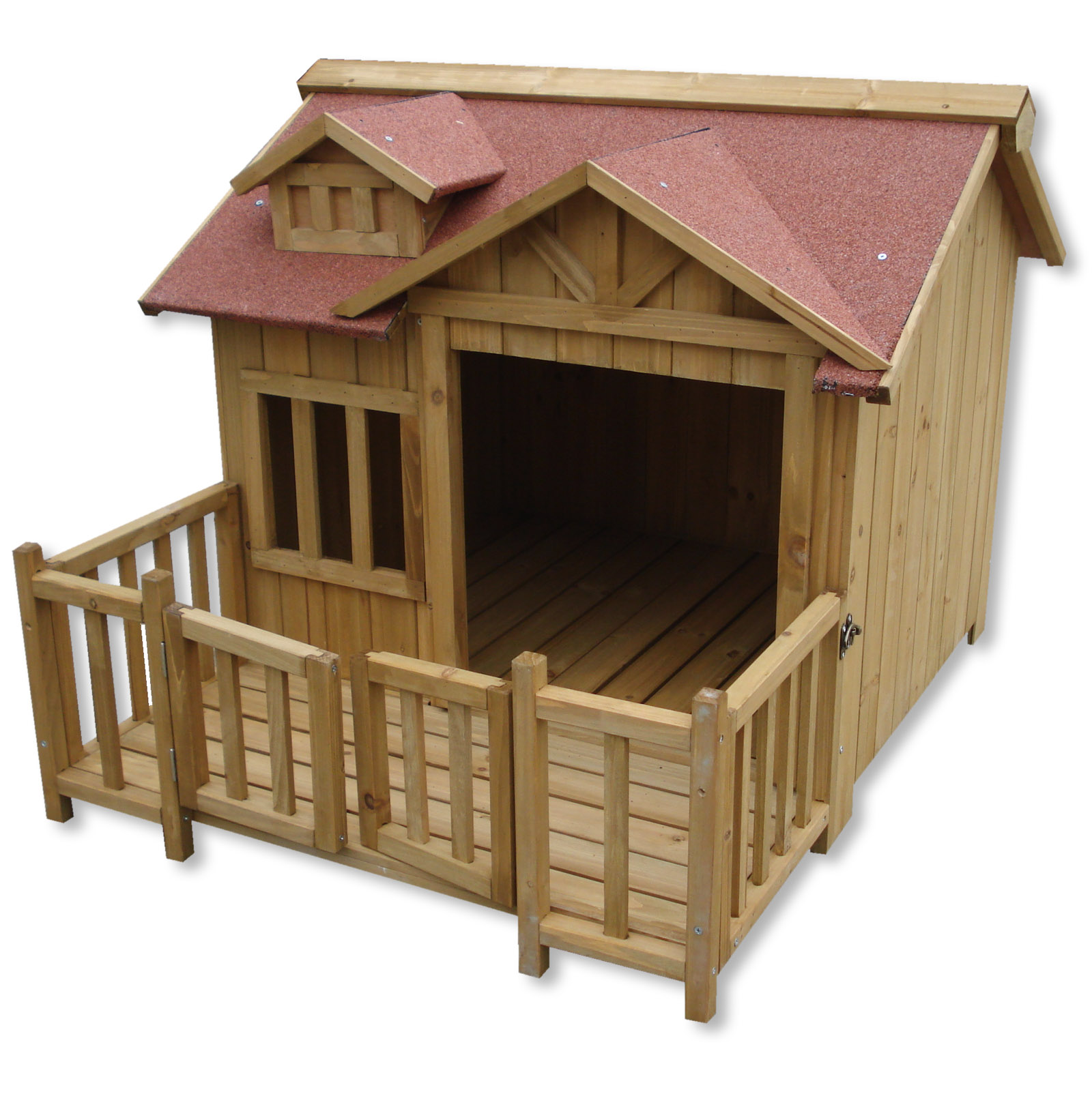 Luxury XL Dog kennel Dog house Wood Balcony Garden Veranda Dog Outdoor