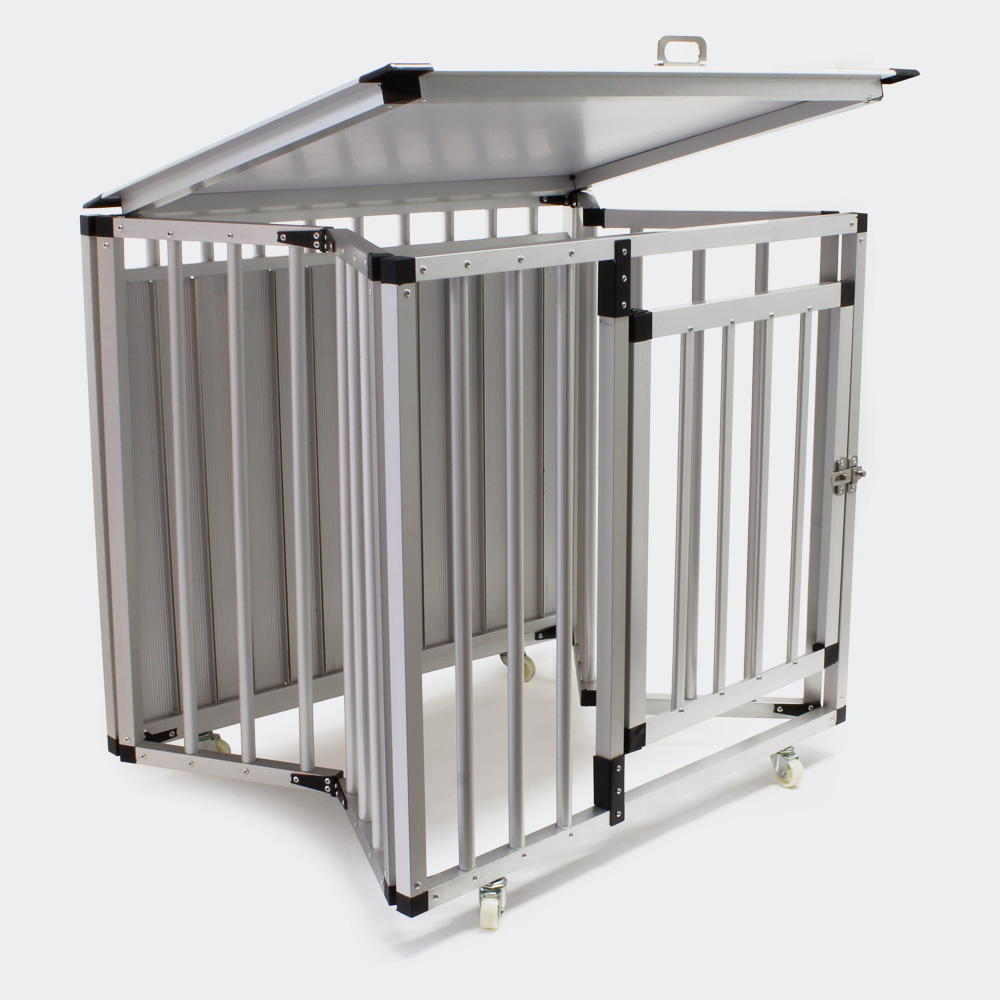Mobile faltbare Hundetransportbox, Aluminium und MDF