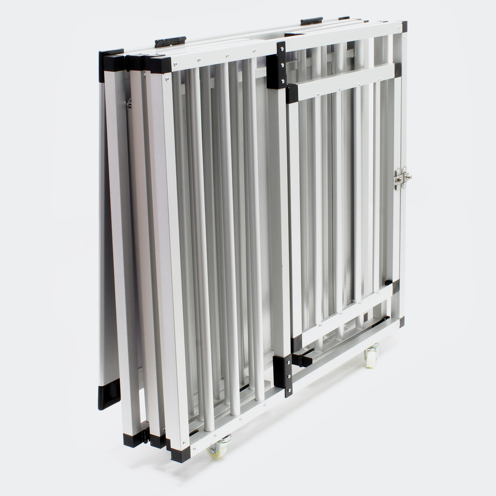 Mobile faltbare Hundetransportbox, Aluminium und MDF