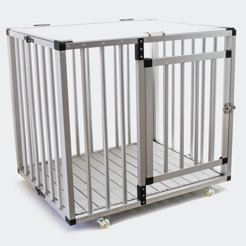 Mobile faltbare Hundetransportbox, Aluminium und MDF