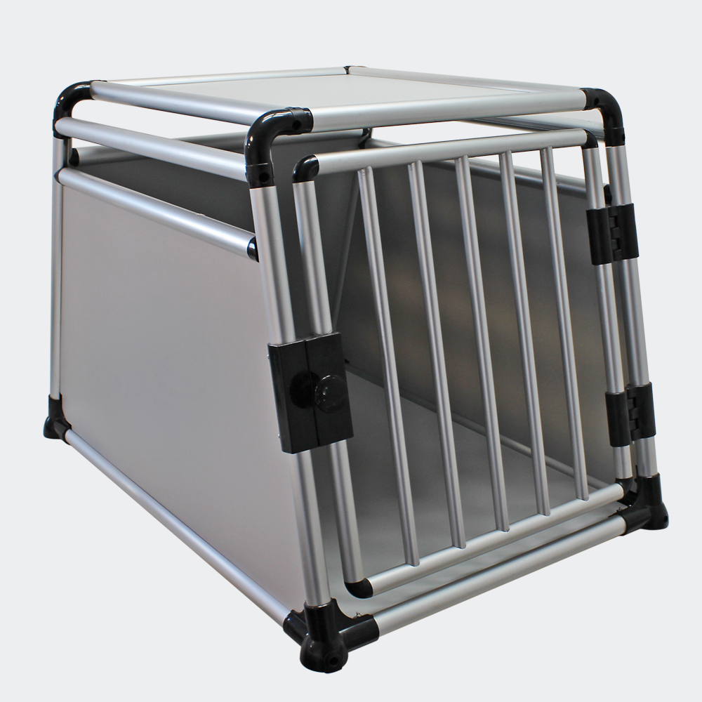 Mobile Hundetransportbox, 1-türig, Aluminium und MDF