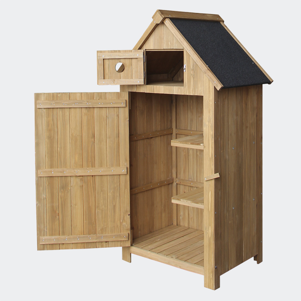 Schmales Gartenhaus aus Fichtenholz, Teerdach, 770x540x1420mm