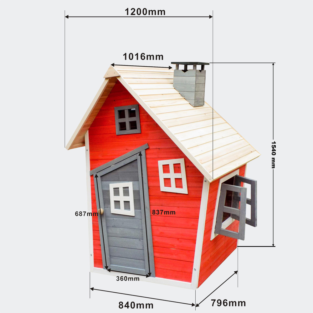 Umweltfreundliches Spielhaus für Kinder, Fichtenholz, 1200x1020x1540mm