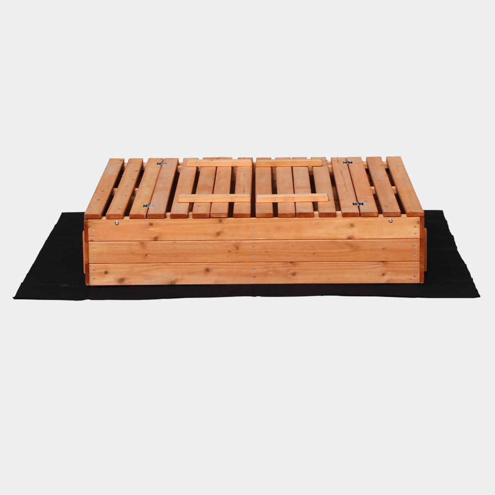 Sandkasten mit 2 Sitzbänken, 980x980x200mm, Fichtenholz, Vliesboden