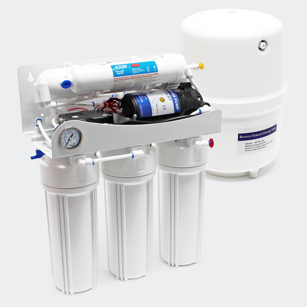Naturewater 5-Stufen Umkehrosmose (RO) 180l/Tag Druckerhöhungspumpe