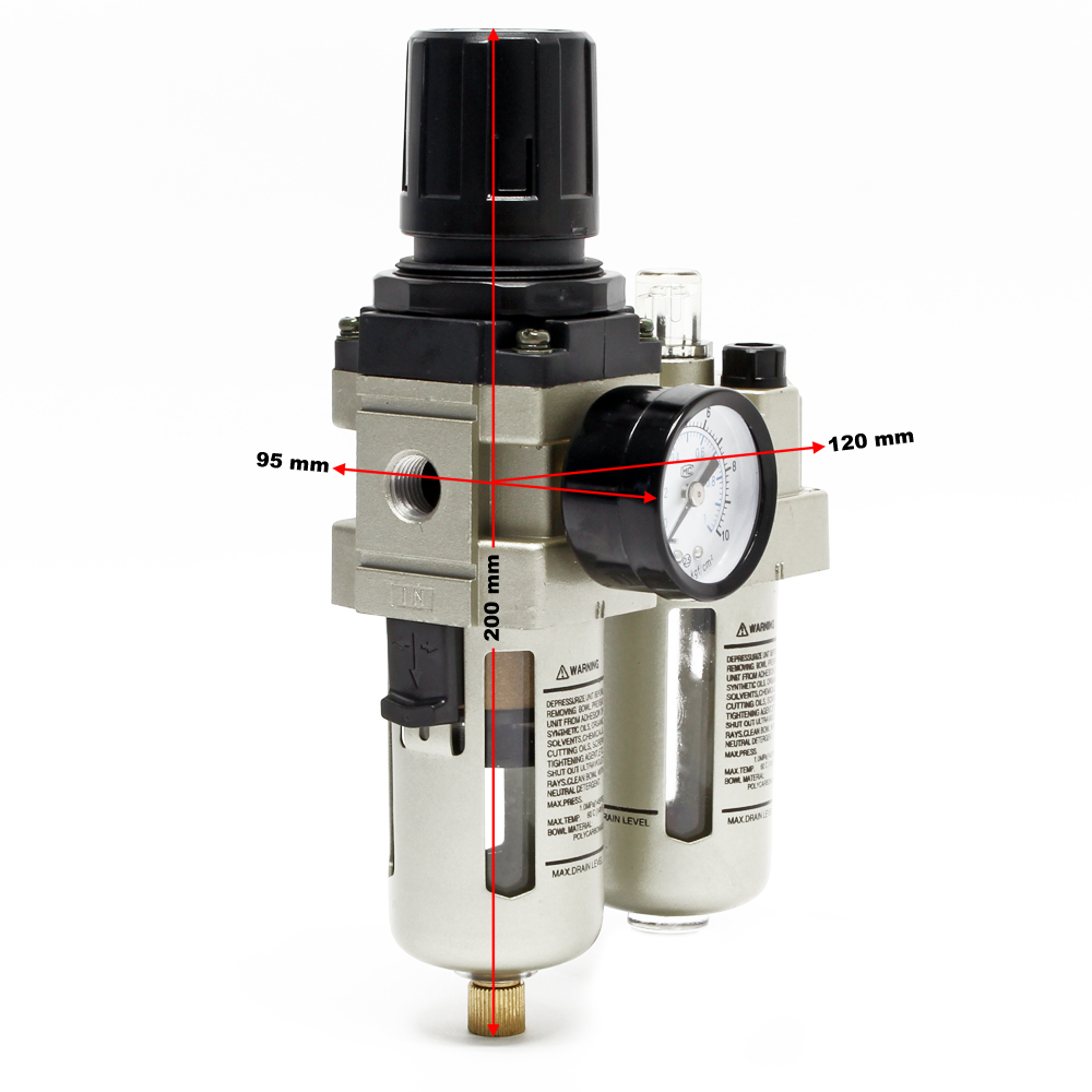 Compressed air service unit filter, regulator, water separator, oiler