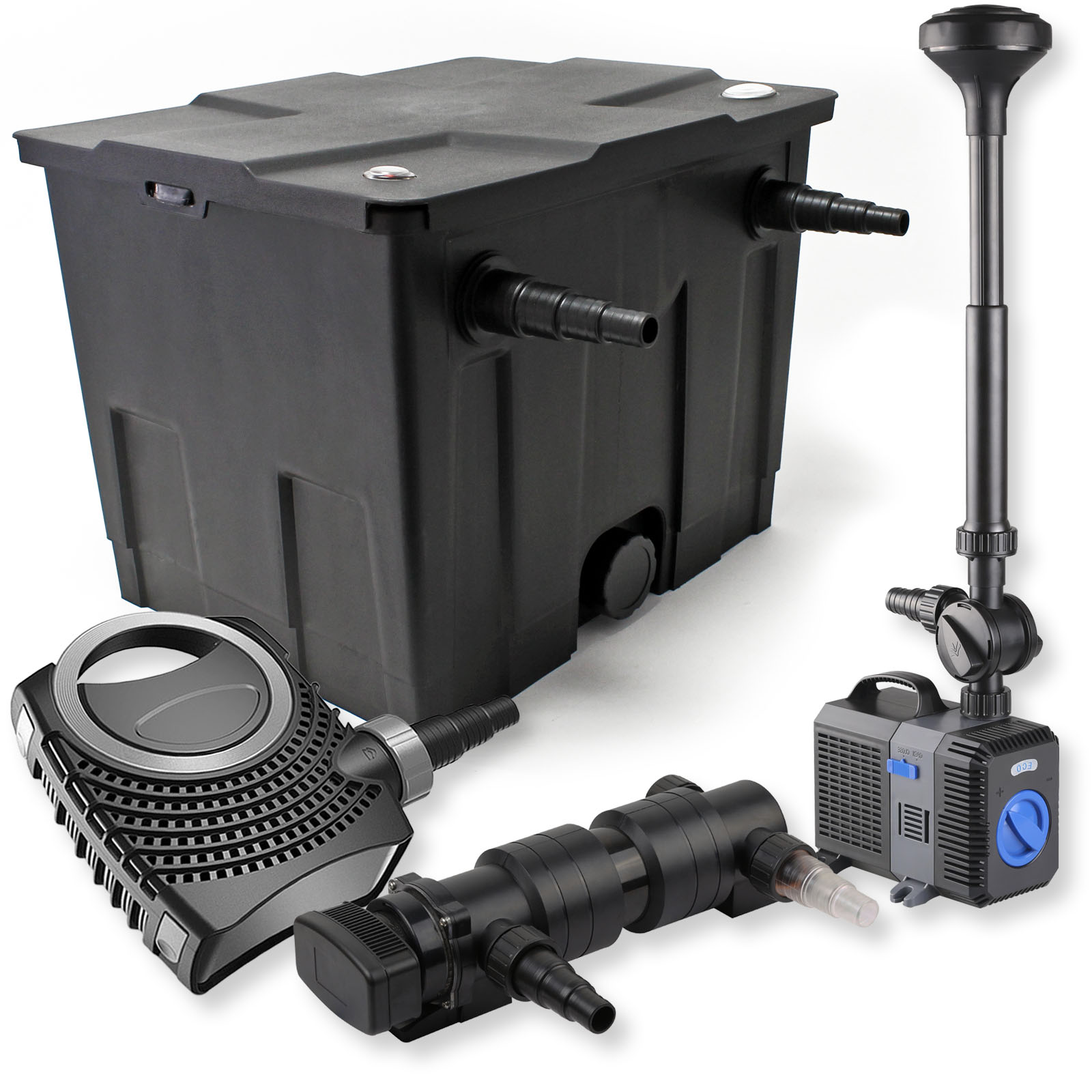 1Kammer Filter Set 12000l 24W UVC Teich Klärer NEO8000 70W Pumpe