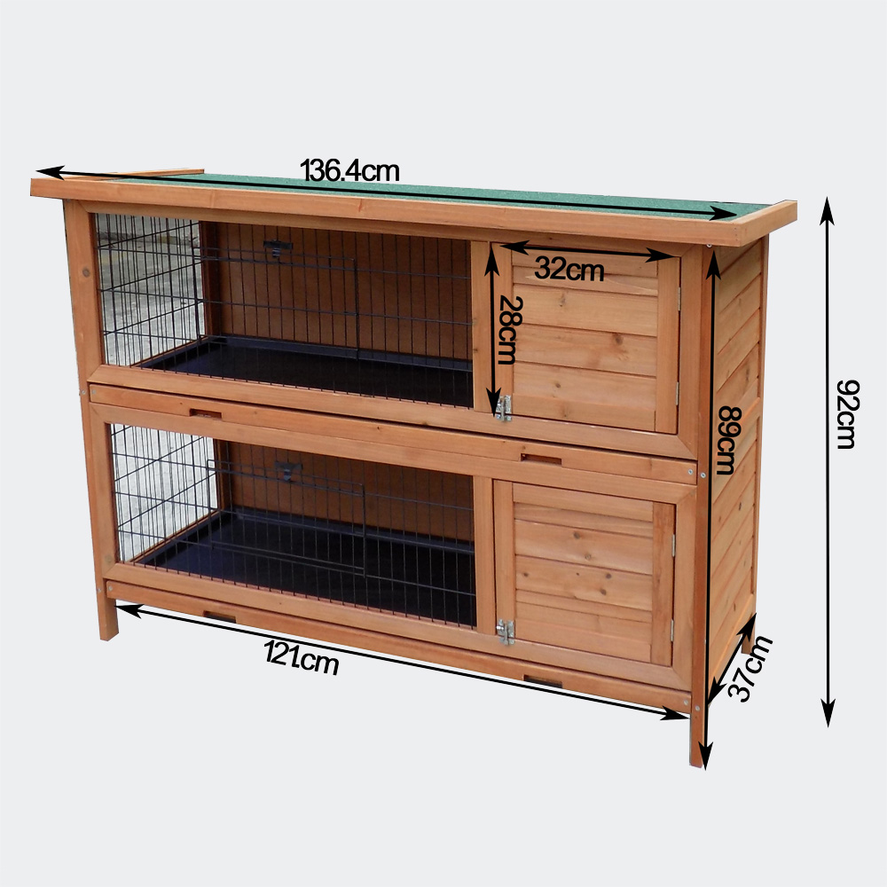 2-Story Rabbit Hutch Double Cage Pen Wooden Pet House | eBay