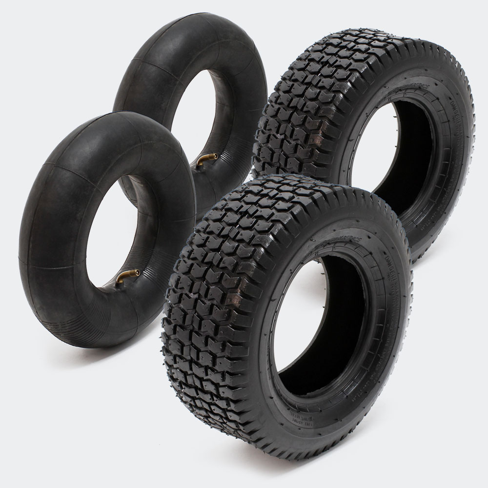 2xReifenmantel 2xSchlauch Aufsitzmäher 15x6.00-6 4PR Winkelventil