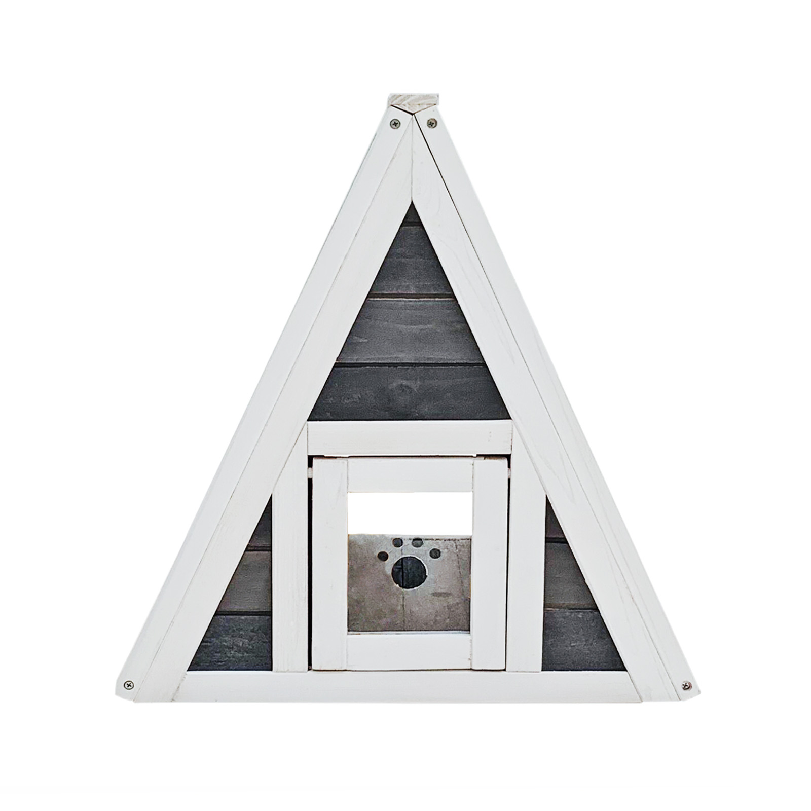 Maisonnette Pour Chat 2 Acces Bois Resistant Porte De Secours Cabane Abri Niche Ebay