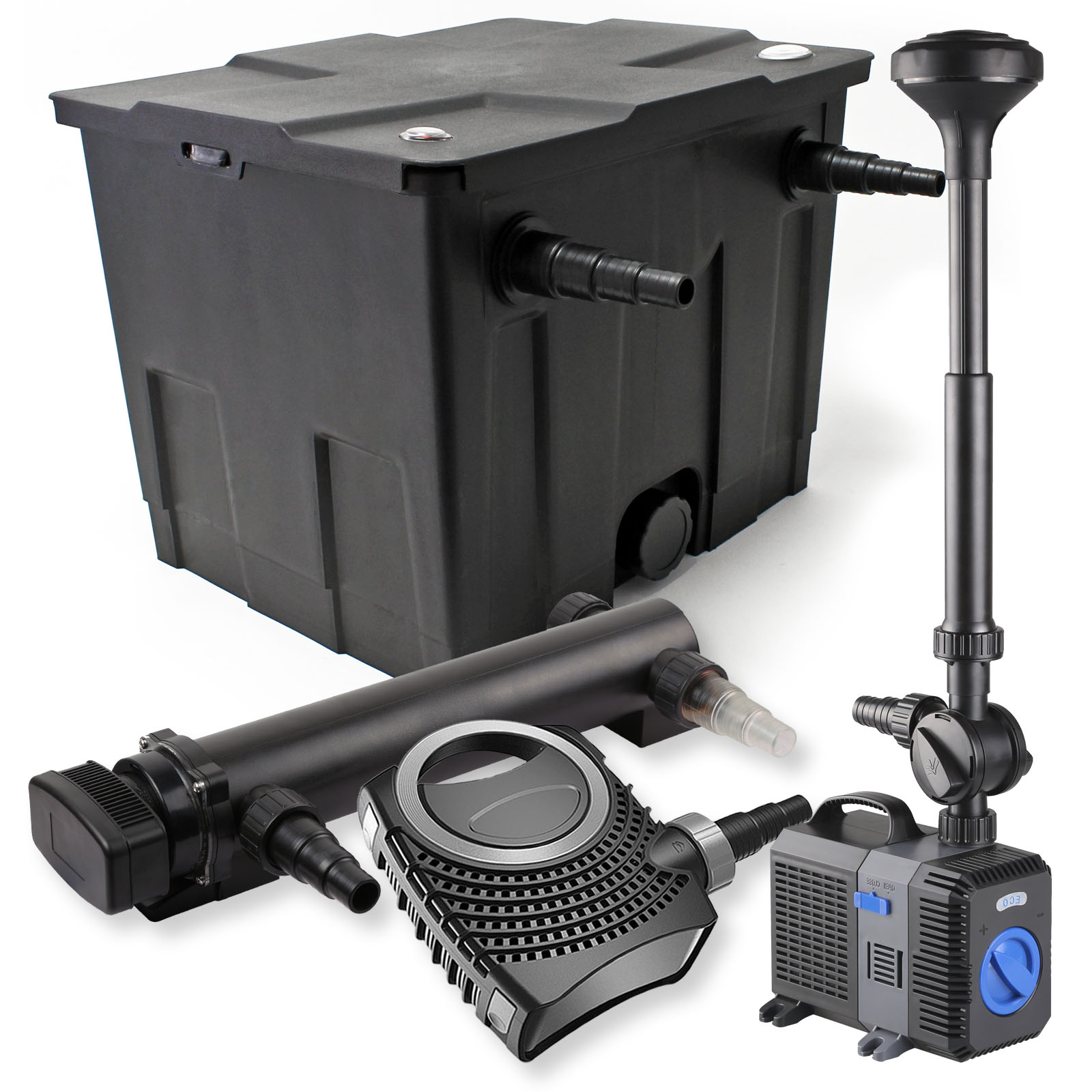 Teichfilter Set 1 Kammer Filter 12000l 36W UVC Klärer NEO1000 80W