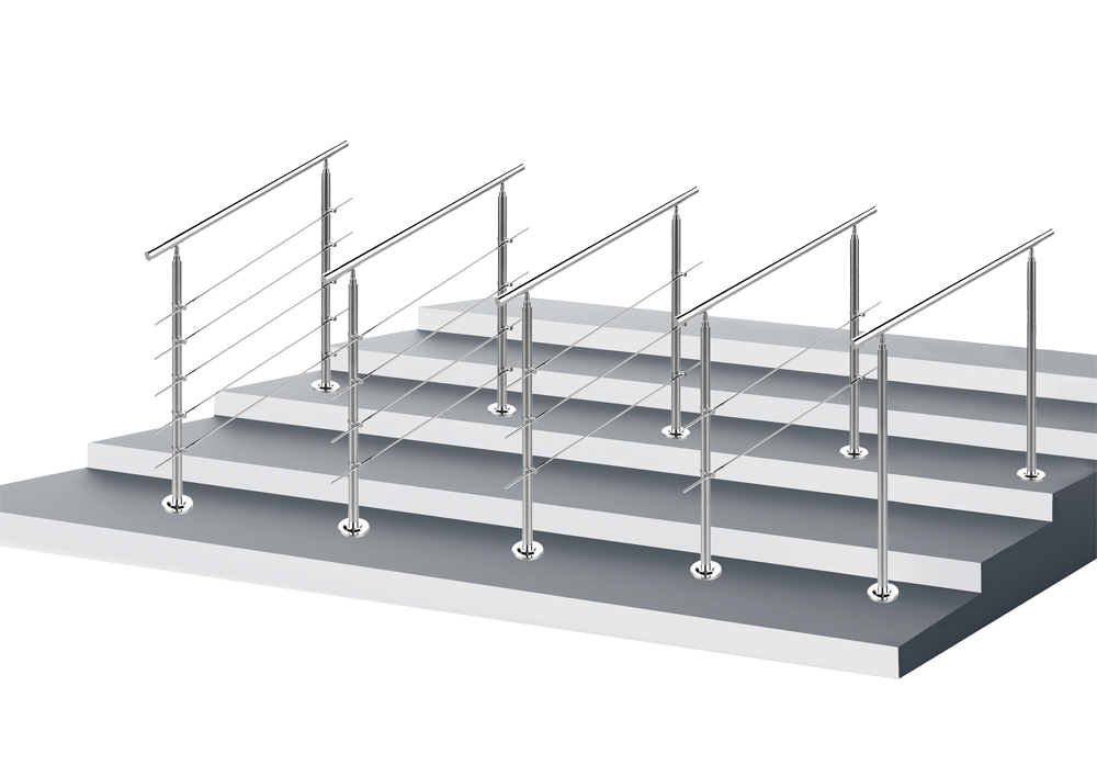 Handrail Stainless Steel 2 Cross Bars 180cm Balustrade Stair Staircase ...