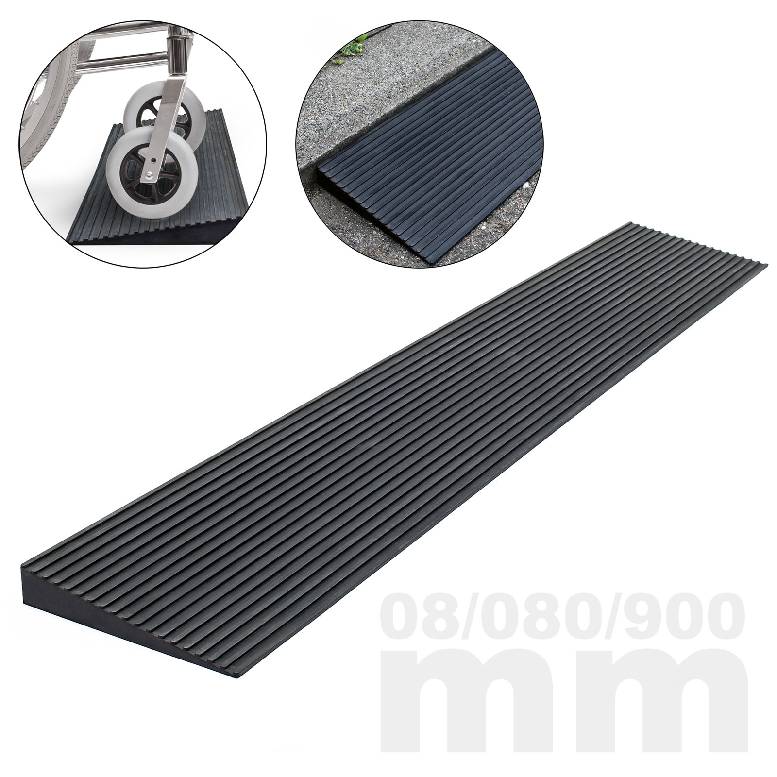 Rampe D'accès Caoutchouc 8x80x900mm Pour Fauteuil Roulant/déambulateur - WilTec