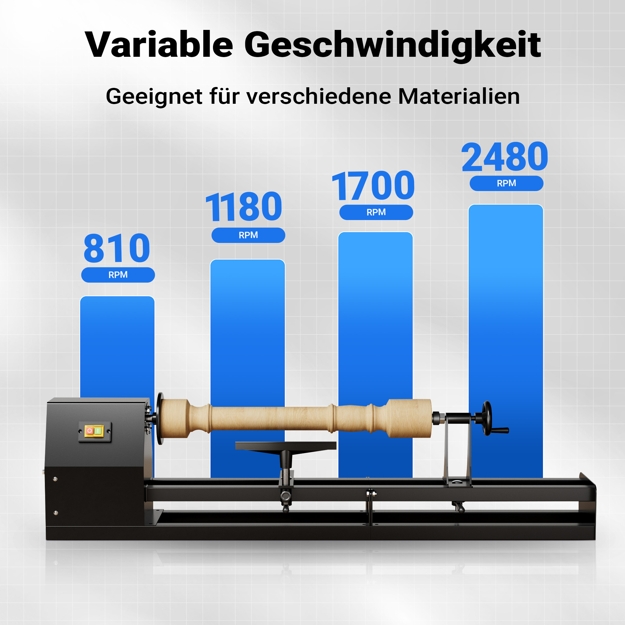 VEVOR Drechselbank 1500W Drechselmaschine Drehbank Holzbearbeitung 150-3200U/min