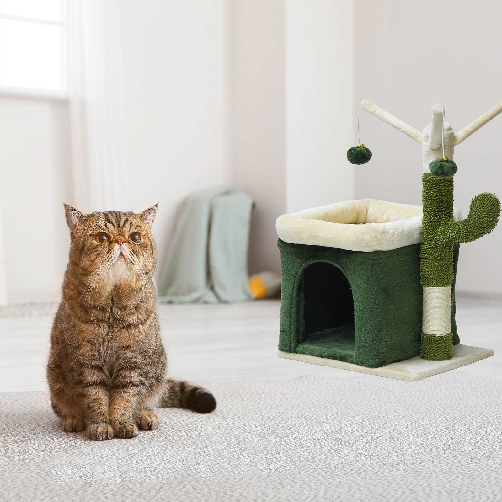 Fudajo Kratzbaum Katze Kaktus Katzenkratzbaum 70cm Sisal Kratzstamm  Katzenhaus | eBay