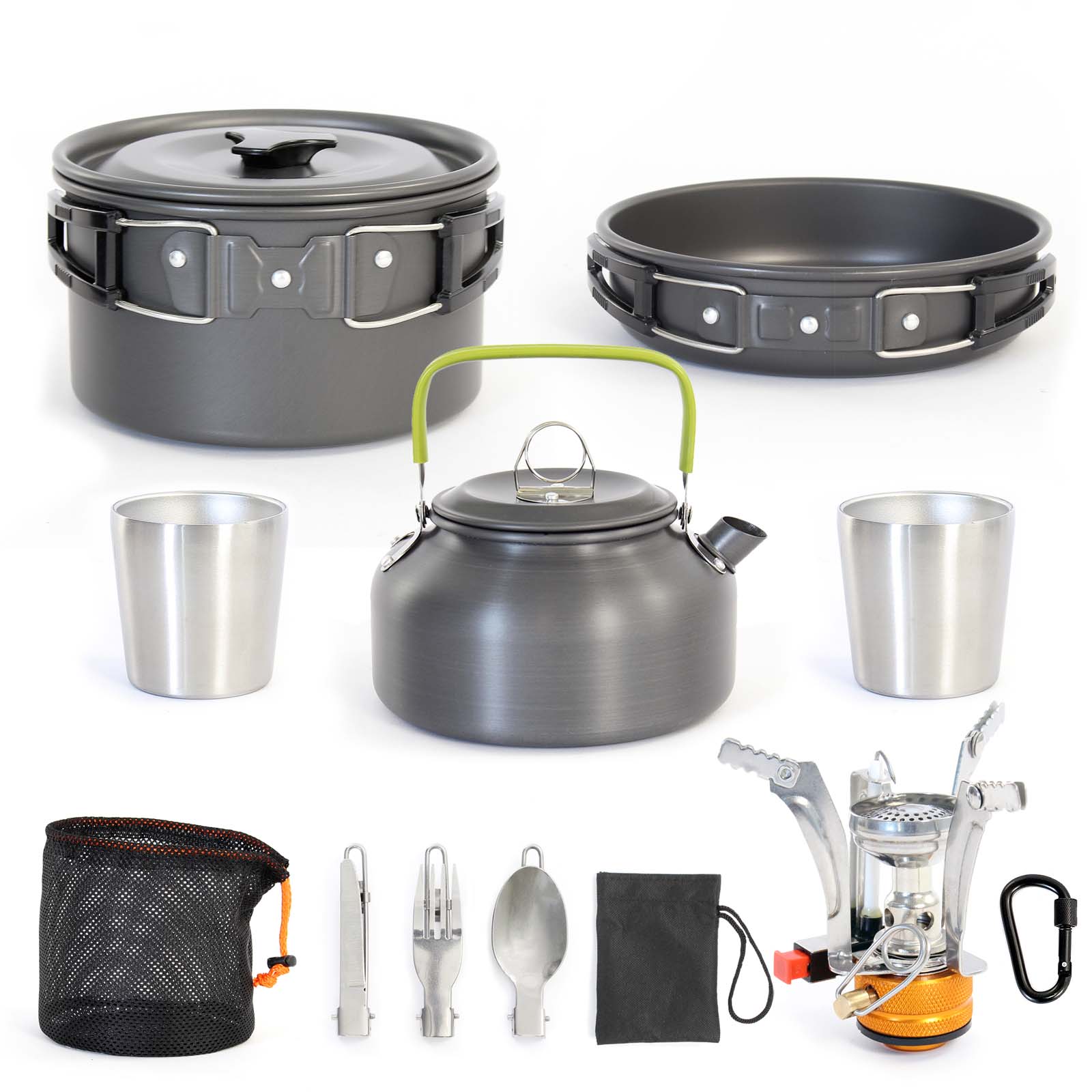 Toboli Camping Geschirr Set 12 tlg. Kochgeschirr Outdoor Kochausrüstung Besteck