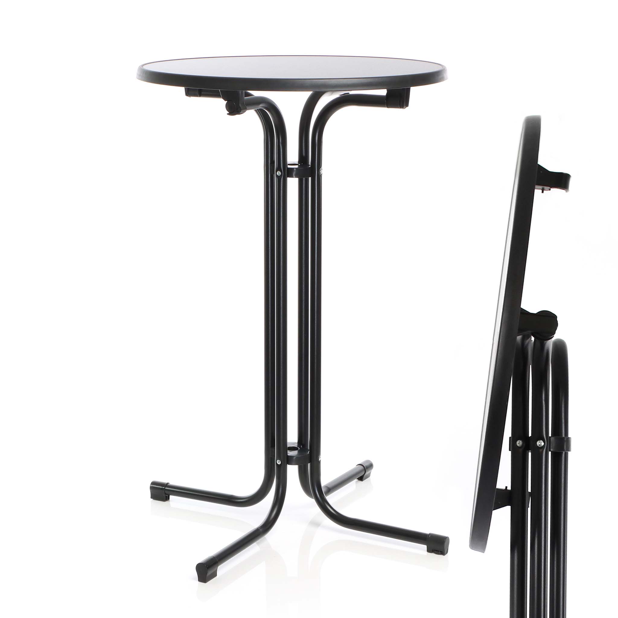 Toboli klappbarer Bistrotisch Schwarz Ø 70 cm Stehtisch Bartisch Partytisch rund