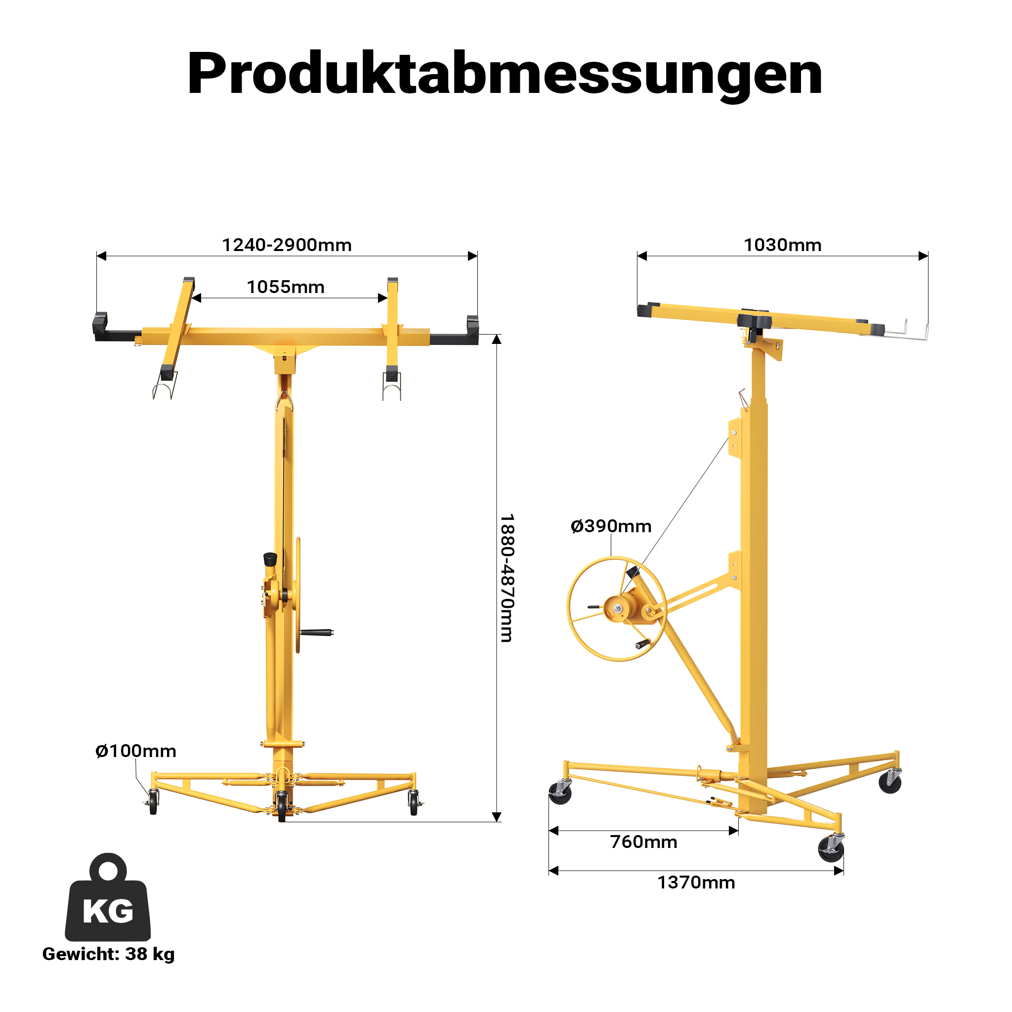 LOPREX® Plattenheber Trockenbau - Plattenlift bis 325cm und 68kg - 1