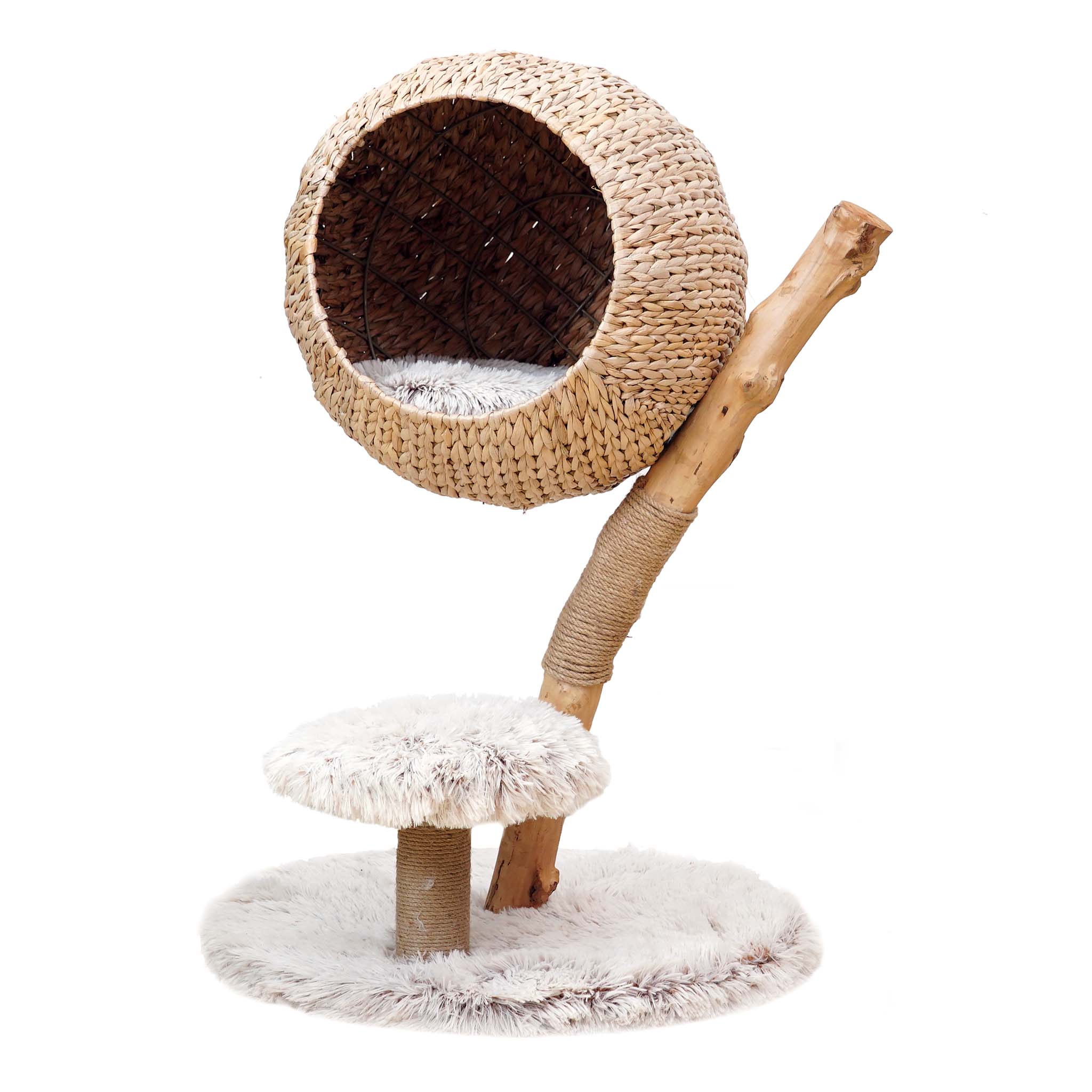 Fudajo Designer Kratzbaum Zweigdesign 83cm Liegekorb Plsch Katzenkratzbaum  Holz | eBay