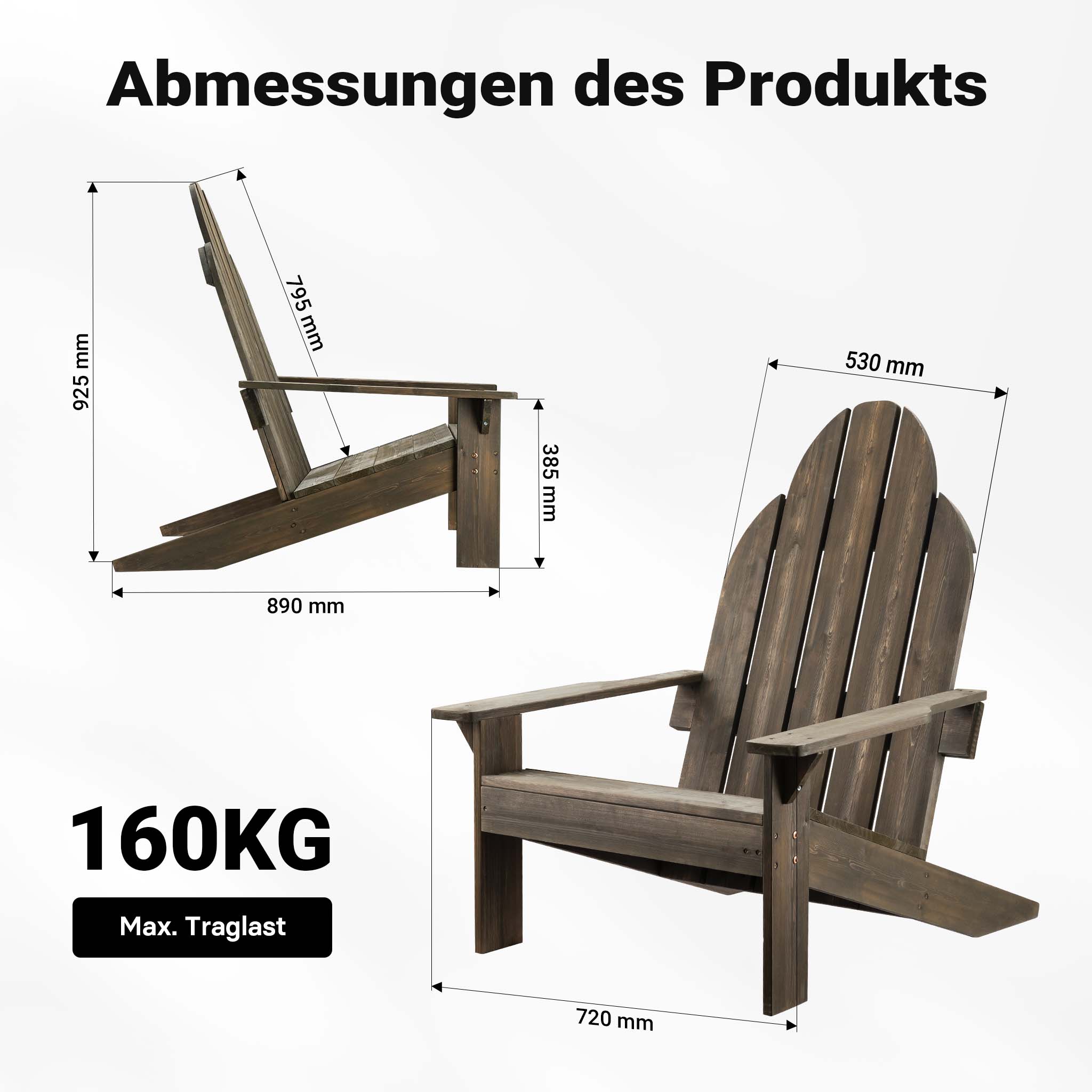 Wiltec sedia da giardino Adirondack 89 x 72 x cm legno FSC