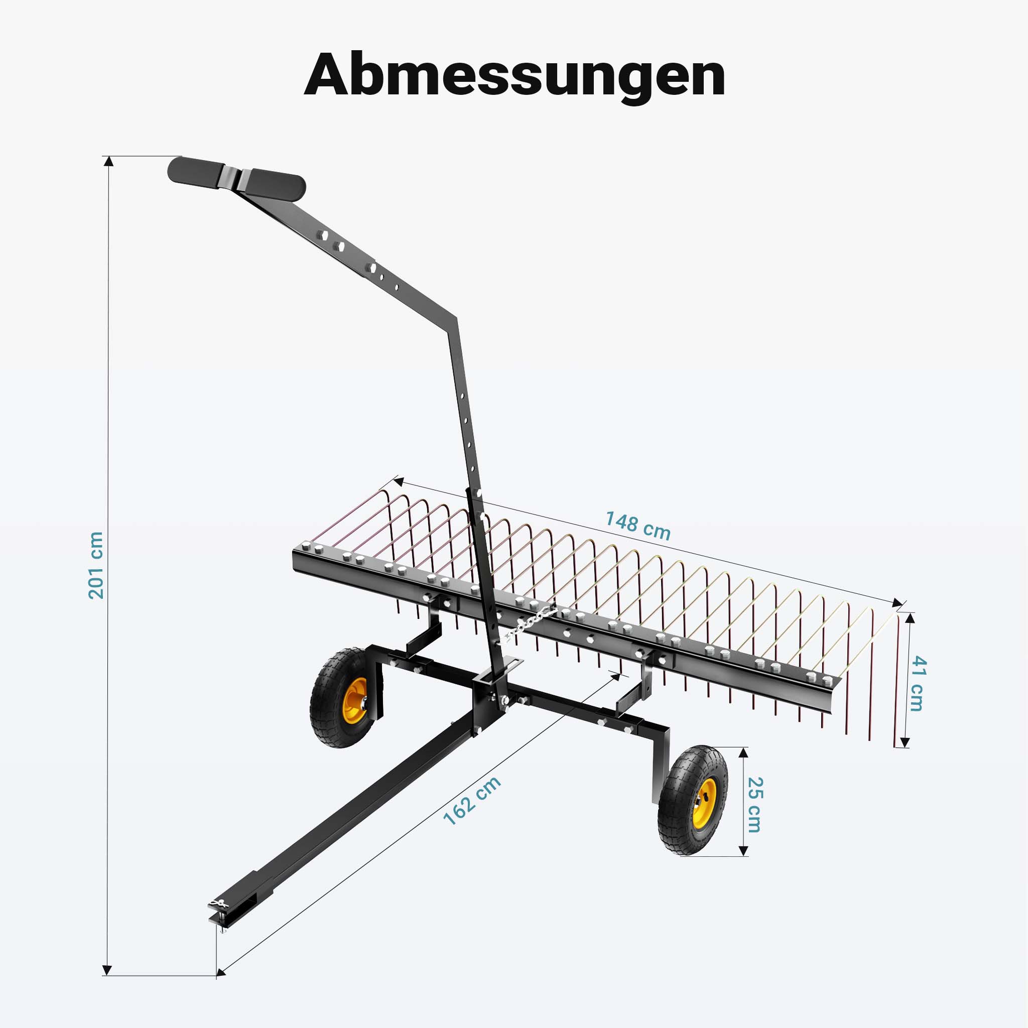 Scarificatore A Molle Wiltec Per Trattorino | Larghezza 100 Cm | Denti Acciaio 16.5 Cm | Arieggiatura Prato - Foto 4
